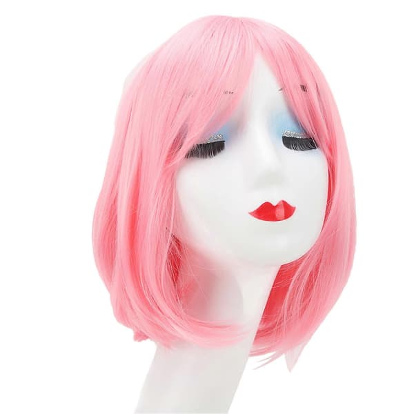 Pink Fluffy Kort Lige Bob Paryk med Pandehår til Studerende