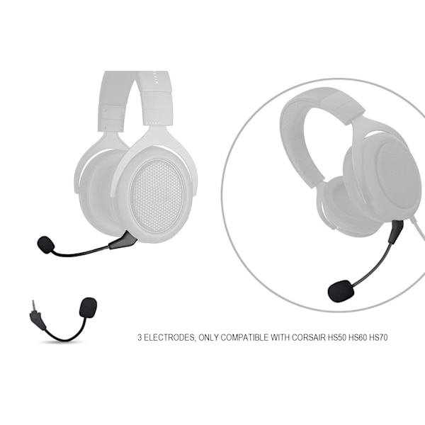 2-pack ersättningsmikrofon för spel till Corsair HS50, HS60, HS70 & HS70 SE-serien Stereo Gaming Headset, avtagbar bommikrofon med brusreducering