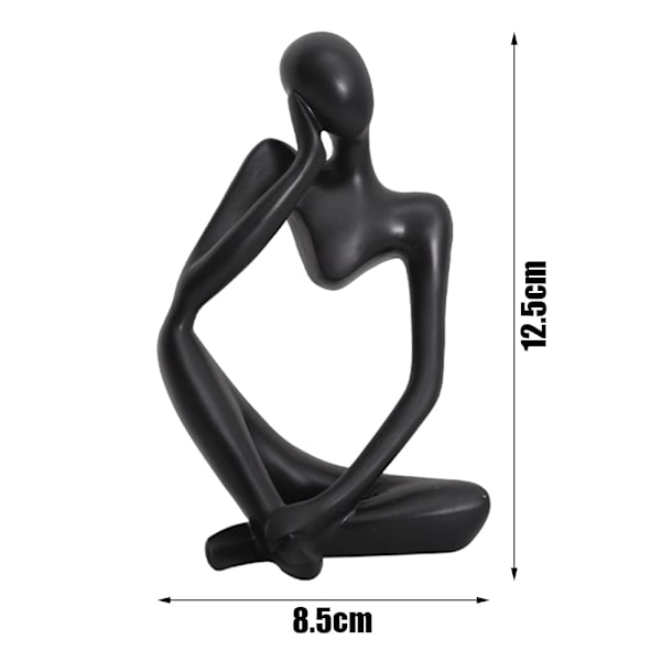 Mini Thinker Skulptur Prydnader Harts Svart Modern Abstrakt Skulpturer Skrivbordsdekorationer för Hem Vardagsrum Kontor, 9*12,5 cm