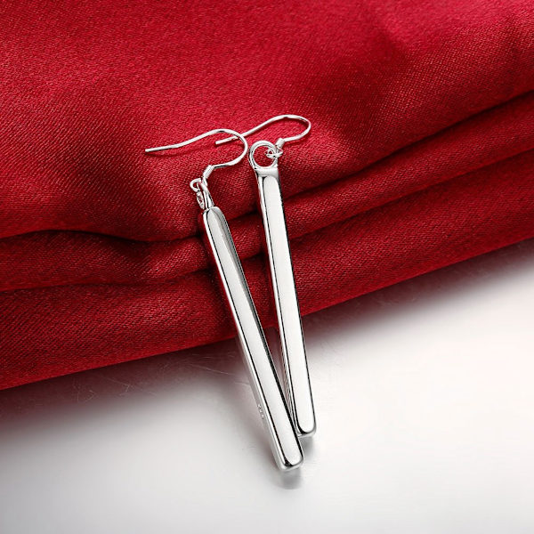 Sølvbelagte lange bar dangle drop øreringe til kvinder elegante krog dinglende allergivenlige mode enkle geometriske smykker til fødselsdag Bff mor