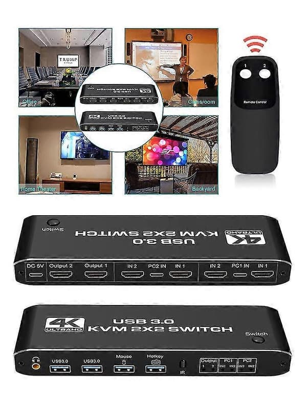2x2 Usb 3.0 Hdmi Kvm S 4k 60hz Dobbel Skjerm Ser 2 Pdp
