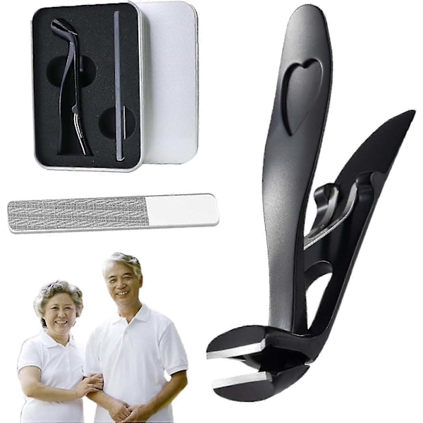 Nagelklippare, nagelklippare för seniorer, ergonomiska nagelklippare stora för seniorer, nagelklippare nagelfil set black