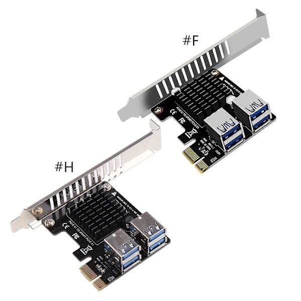 Pcie til Pcie Adapter Pci-Express X1 til 4 Pci-E X1 Mining Riser-kort med Skjerm