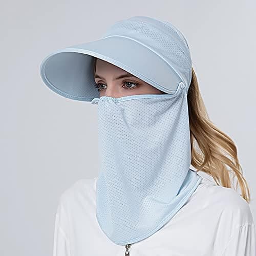 Dam Sommar Solhatt Ansiktsmask Solid Färg(Blå)