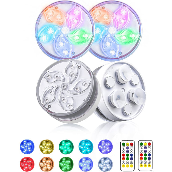 Boblebadlys, RGB 11 LED dambelysning bassenglys, IP68 vanntett batteridrevet bassengbelysning med RF-fjernkontroll [Energiklasse A++]