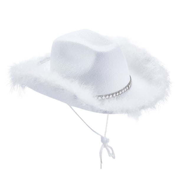 Dame Tiara Cowgirl Hat Western Party Hat Tilbehør Disco Costume Cowboy Hat Hvit white