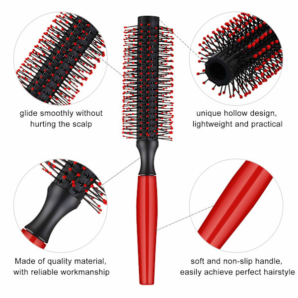 Quiff Roller Rund Hårborste Quiff Kam Rund Hårstylingborste för Hårtorkning Hårstylingverktyg (1 Pack, Style A)