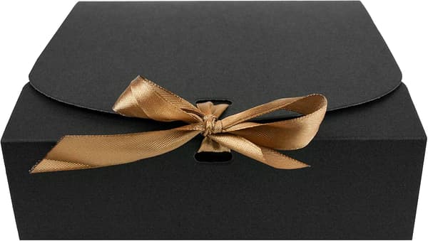 12 stk. firkantede gaveæsker, 16,5x16,5x5cm, sort
