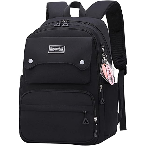 Casual ryggsäck för tonårsflickor High Middle School Daypack (svart)