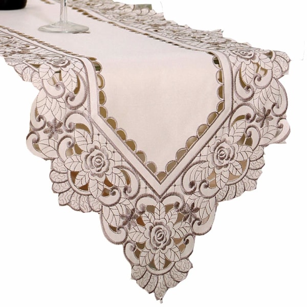 Bordslöpare 40x176cm, tvättbar cover dekoration Mesh blommig bordsduk Vintage broderade blommor bordslöpare för hem, fest, bankett
