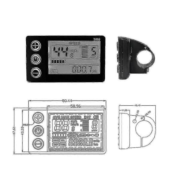 Elektrisk cykeldisplay LCD-display S866 controllerpanel dashboard-subaoe