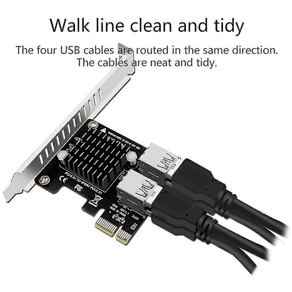 Pcie til Pcie Adapter Pci-Express X1 til 4 Pci-E X1 Mining Riser Kort Med Blænde