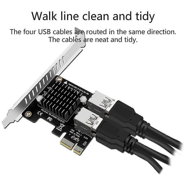 PCIe till PCIe Adapter PCI-Express X1 till 4 PCI-E X1 Mining Riser-kort med Bländskydd