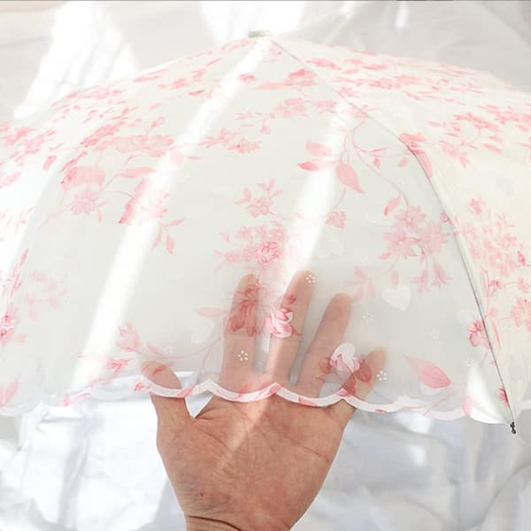 Solparasoll  Spets Dubbeldäck Anti-UV Parasolparasoll（Rosa)