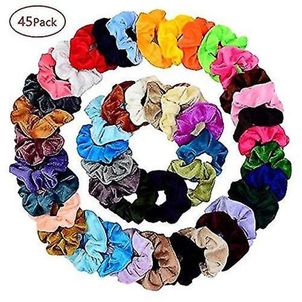 45 stk. hårskrunchies fløjls elastikker hårbånd scrunchie hårbånd reb scrunchie