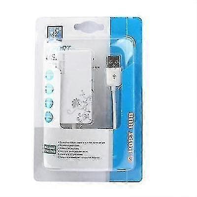 4 Portars USB 2.0 Hub, Plug and Play, Vit