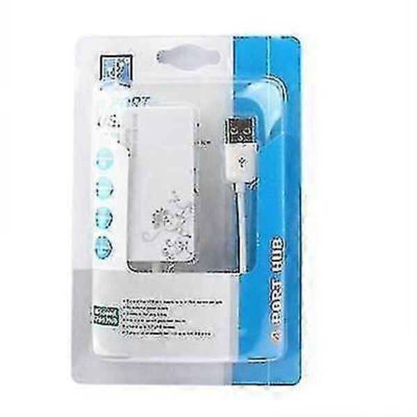 4-porters USB 2.0-hub, Plug and Play, Hvit