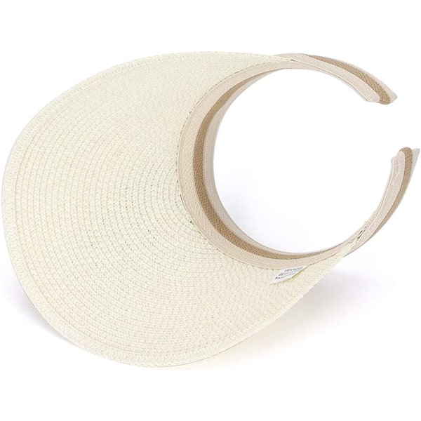 Kvinnor Stor brätte Beach Straw Golf Solhatt Cap(Vit)