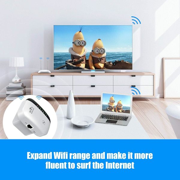 WiFi-repeater, WiFi-förlängare, upp till 2640 kvm, den senaste generationen, WiFi-förstärkare med Ethernet-port, åtkomstpunkt, 1-trycksinställning