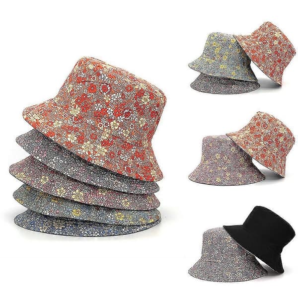 Bøttehatter med blomsterprint, unisex, damehatter, solbeskyttelse