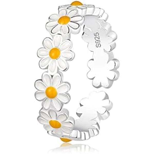 925 Sterling Silver Small Daisy Flower Rings Justerbar öppen ring Delikat vardagsring för kvinnor