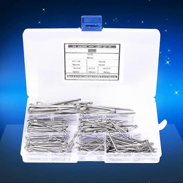 340 stk. splitstift sortimentssæt kit 304 rustfrit stål industrielle forsyninger fastgørelsesanordning