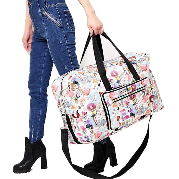 Stor hopfällbar duffel tote väska handbagage weekend övernattning reseväska över bagage med axelrem girl