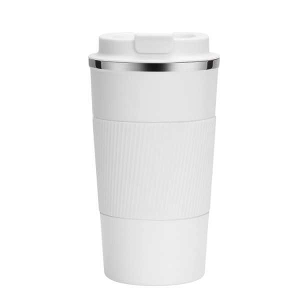 Rejsekrus Genanvendelige isolerede kaffekopper Vakuumisolering Termisk tumbler i rustfrit stål til varme kolde drikke (hvid, 510 ml)