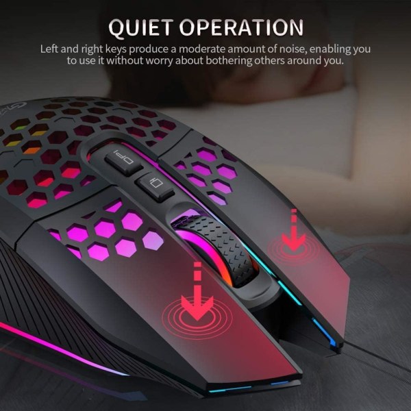 Trådløs gamingmus, let genopladelig USB-mus med 8 taster, knap til tilbage til skrivebord, 3 justerbare DPI-niveauer, 4 tilstande til computer-pc white