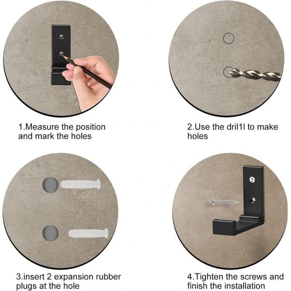 Fällbara väggkrokar i aluminium – Set om 6 – Skruvmontering – För rockar, väskor, nycklar – Svart – Längd: 19 cm / Bredd: 15 cm / Höjd: 15 cm