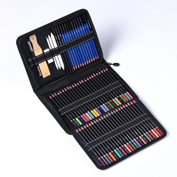 95 färgpennor Set,färgad ritning och skisspenna i stort case Zip-Up, mjuka vaxbaserade kärnor