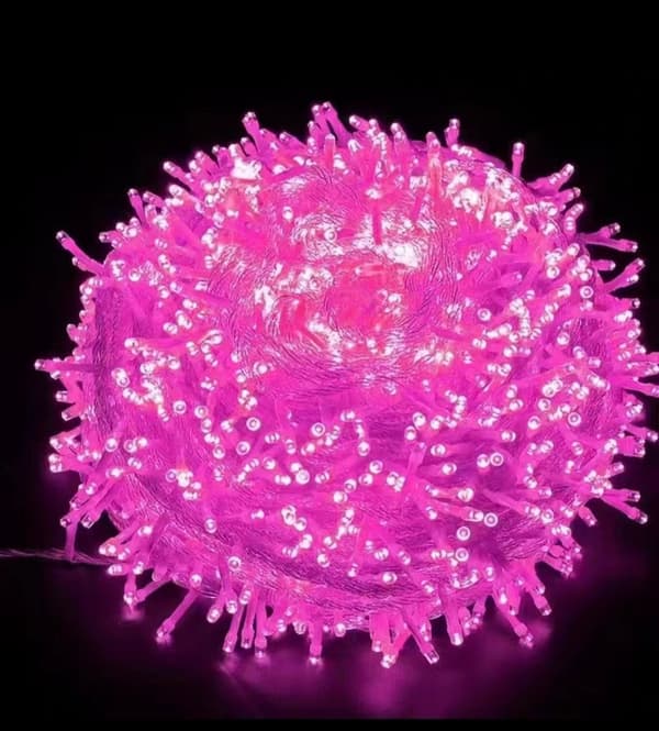 Julelys, LED-lysstreng, 10M 100 LED stjernelys, 8 moduser (rosa lys)
