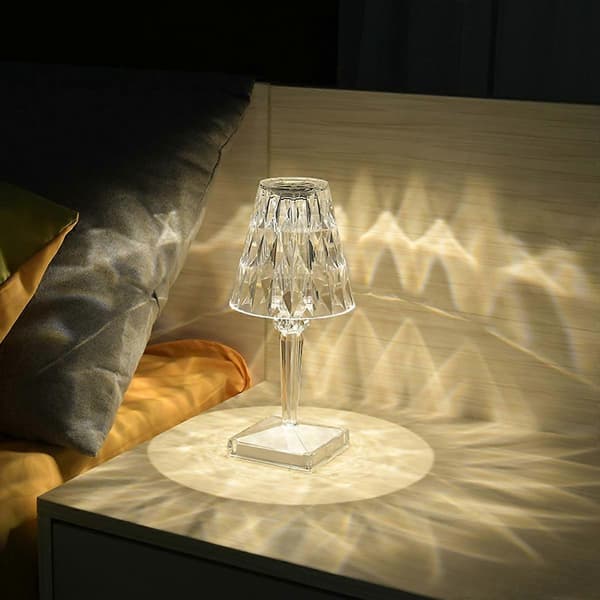 Diamant Bordlampe Krystal LED Bar Bordlampe Genopladelig Touch Sensor Dæmpning Sengelamper til Be