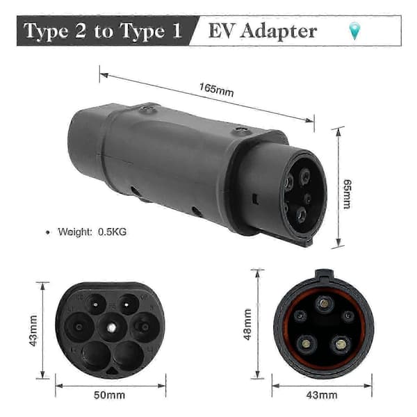 32A IEC 62196 2 till J1772 Typ 1 EV Billaddaradapter för Elbilar