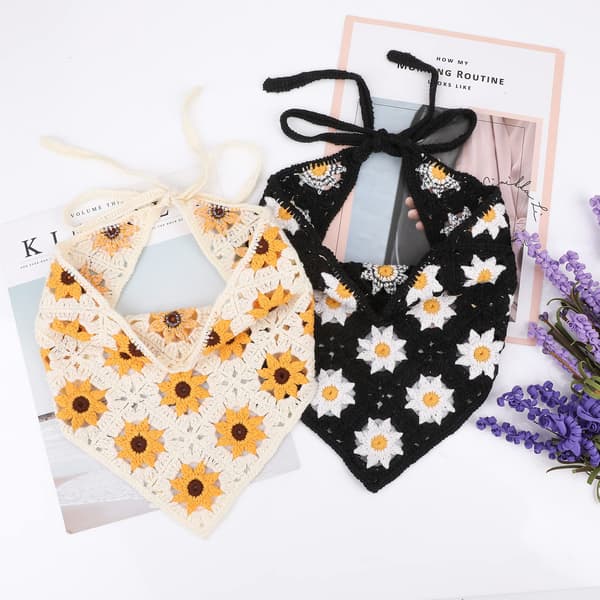 2 stk. Blomstrete heklede bandana hårbånd til kvinner