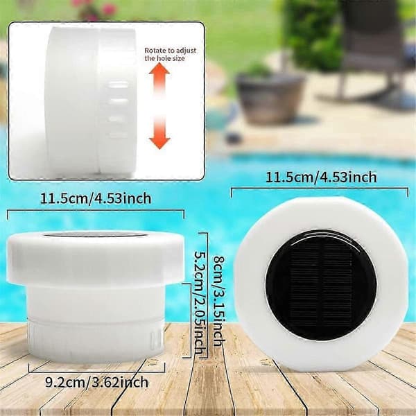 Pool Chlorine Floater, Poolklorindispenser med solcellslampa, flytande klorindispenser