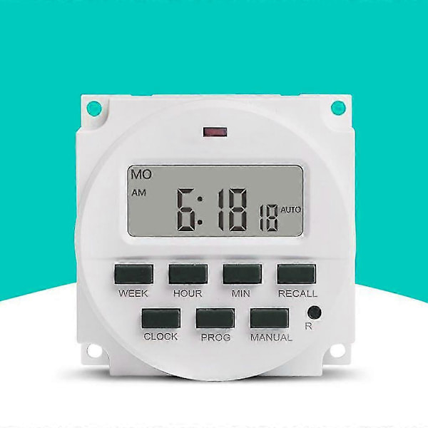 15.98 tum LCD Digital Timer 12V DC 7 Dagar Programmerbar Tidbrytare TM618N-4