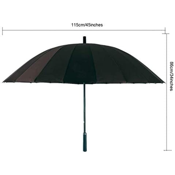 Stickparaply Dubbelskärm 24 Ribbor Sol och Regn Dubbel(Kaffebrun)