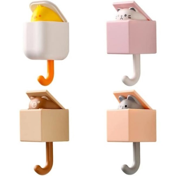 4 cute cat hooks for wall decorations