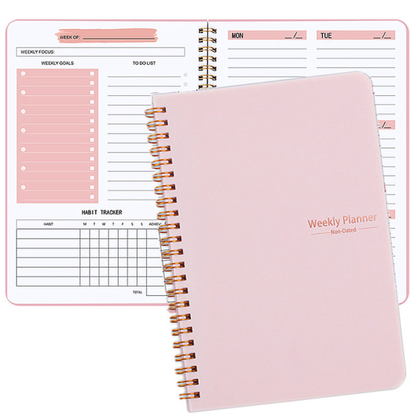 A5 Weekly Planner Notebook, odaterad att göra-lista Notebook 52 veckors Daily Planner-spårning (A5 Weekly Planner Pink)