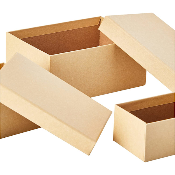 Små, medelstora och stora rektangulära lådor (3-pack), bruna