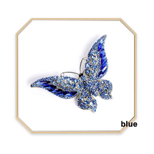 Rhinestone Butterfly Brosch - Dam- och flickblå glittrande nålar