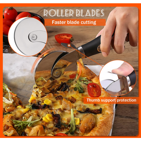 Pizzaskærer & pizzaskovldragt, professionelt pizzaskærerhjul i rustfrit stål, pizzaskræl med hjul til brød vafler pandekager