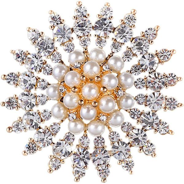 Brosch Pin Faux Pearl Broscher Simulerade Kristall Brosch Pins Blom Brosch