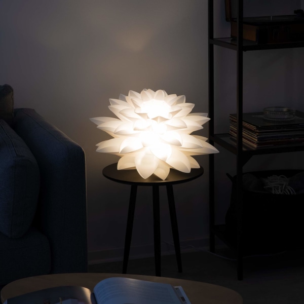 Puzzle Pendel Lampeskjerm - Lotus Flower DIY Jigsaw Lampeskjermsett - for hengende taklampe eller gulvlampe - Diameter 20" (50 cm) - Hvit