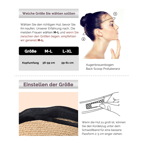 Dame solhatter UPF 50+ strandhatt stråhatt med bred brem Khaki