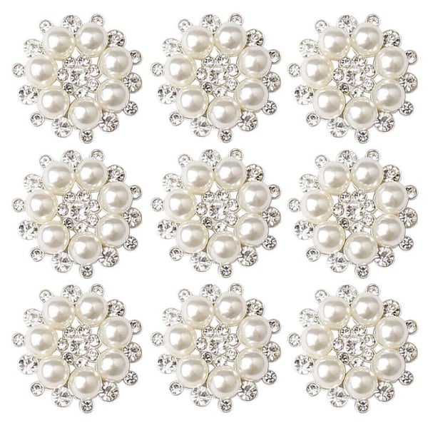 10 STK Rhinestone Perle Pynt, Craft Perle Blomst Knapper Perle Flower Pynt Runde Rhinestone Faux Perle til dekoration