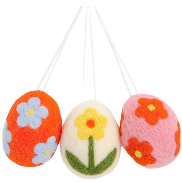 Filtpåskeeggsdekorasjoner for påsketre, hengende ornament, vårborddekking, påskeeggjakt