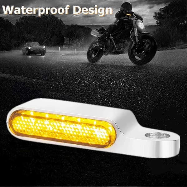 Motorcykel LED Blinkers Mini Styre Broms Kopplingsmarkörljus Krom För Harleyblack, Silver2st