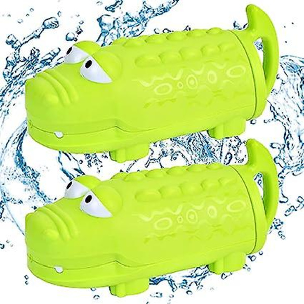 Vattenpistol, vattenpistol för barn, 2-pack vattenpool sommarleksak med, poolleksak, för utomhuspool, trädgård och strand (krokodil)
